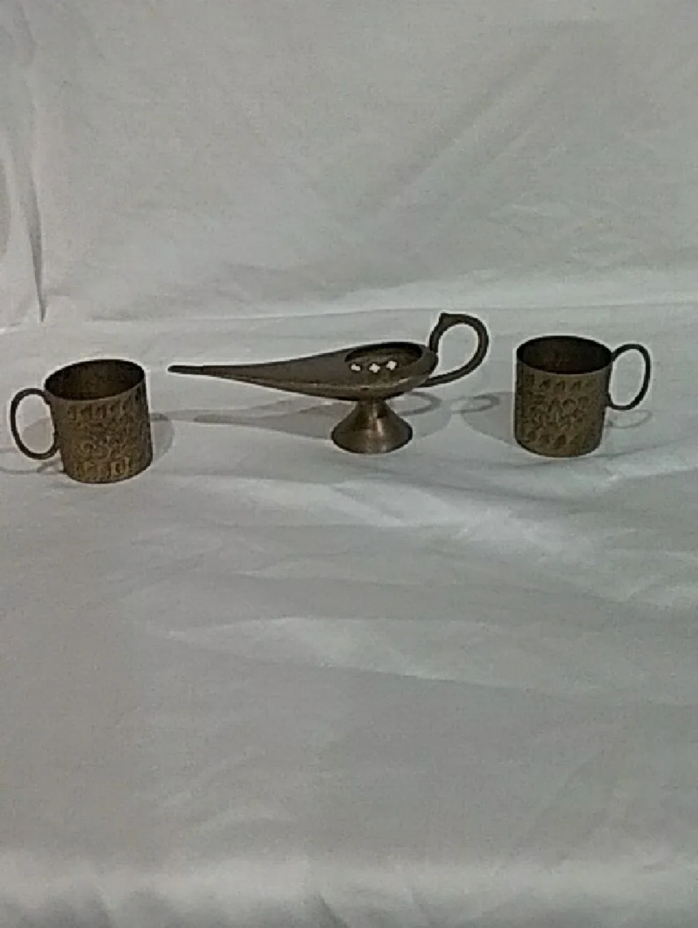 Brass Genie Lamp and Two Matching Cups - Antique Style